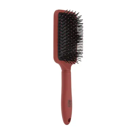 DEWAL BEAUTY Щетка массажная Прованс с пластиковым штифтом, квадратная, коричневая 13 рядов - 1