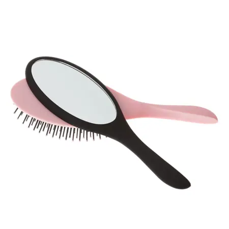 DEWAL BEAUTY Щетка массажная Дуэт, овальная с нейлоновым штифтом, розовая с черным - 4