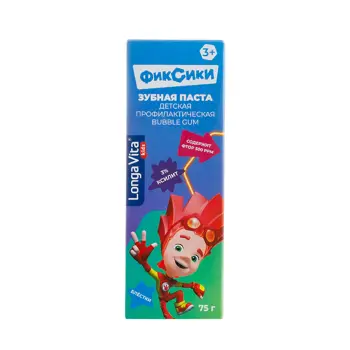 LONGA VITA Паста зубная детская профилактическая от 3-х лет Фиксики / Longa Vita Biotech Bubble Gum 75 гр, фото 2