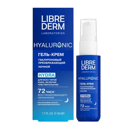 LIBREDERM Гель-крем гиалуроновый преображающий ночной для лица/ Hyaluronic 50 мл - 2