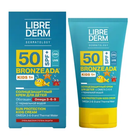 LIBREDERM Крем солнцезащитный SPF50 с омега 3-6-9 и термальной водой для детей / BRONZEADA 150 мл - 2