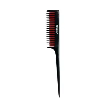 DEWAL PROFESSIONAL Расческа для начеса, с пластиковым хвостиком, 3 ряда (черная с красным) 20,5 см, фото 2