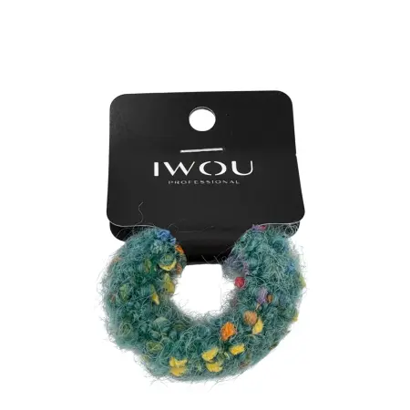 IWOU PROFESSIONAL Резинка для волос Меланж зеленая 1шт - 1