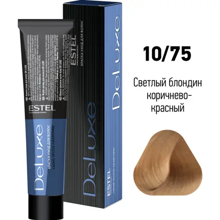 ESTEL PROFESSIONAL 10/75 краска для волос, светлый блондин коричнево-красный / DE LUXE 60 мл - 2