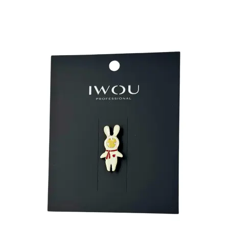 IWOU PROFESSIONAL Брошь-значок Зайка в комбинезоне серебро - 2