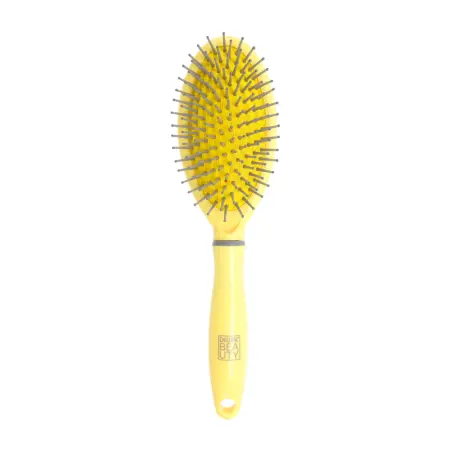 DEWAL BEAUTY Щетка массажная Лимонный пудинг, с нейлоновым штифтом, овальная - 1