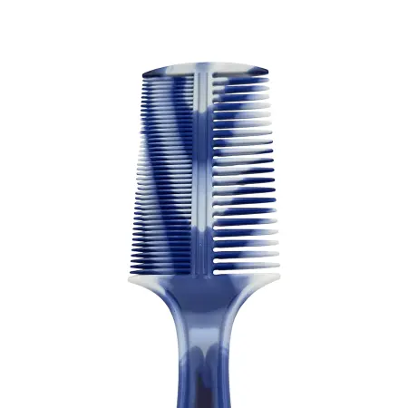 IWOU PROFESSIONAL Расческа двойная с ручкой бело-синяя 20см - 1